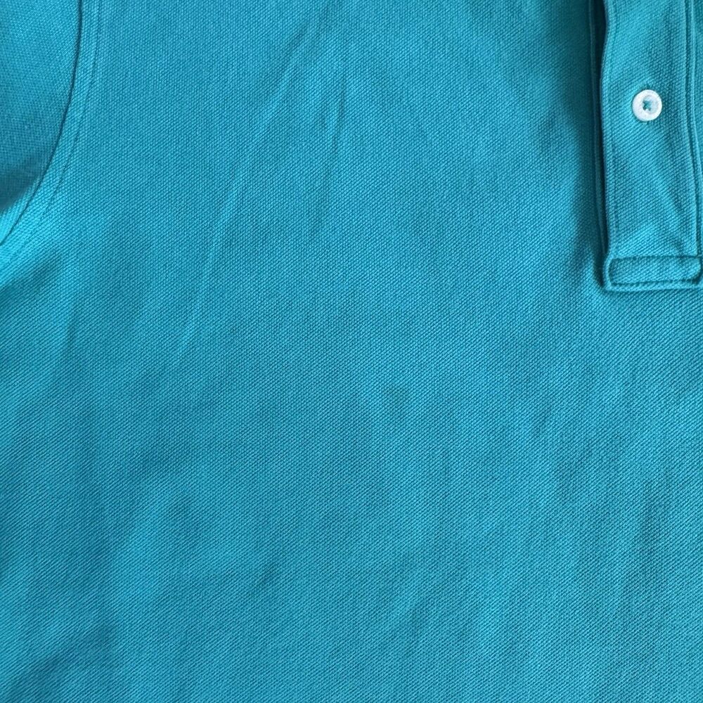 Vintage Lands End Polo Men L Turquoise Blue Made In USA Short Sleeve Shirt Faded - Picture 6 of 14
